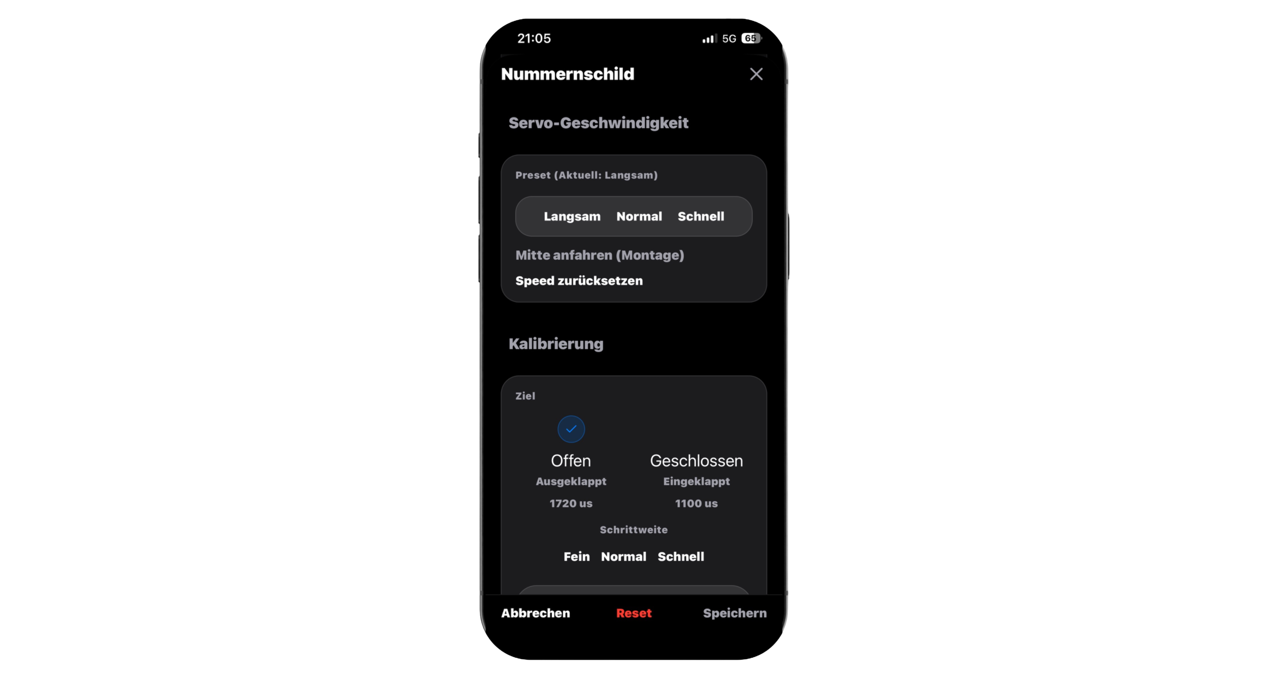 Motech App: Kennzeichen kalibrieren